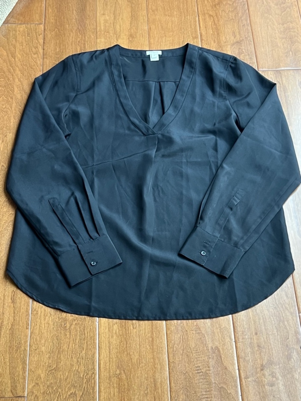 J. Crew Classic Black V-Neck Women's Blouse